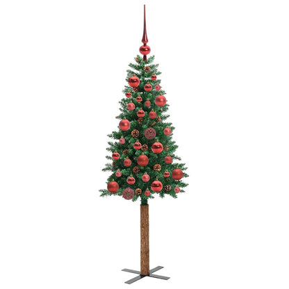 Slim Christmas Tree Green 150 cm PVC and Solid Pine wood