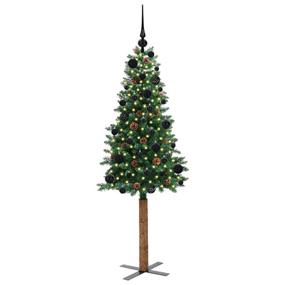 Slim Christmas Tree Green 150 cm PVC and Solid Pine wood