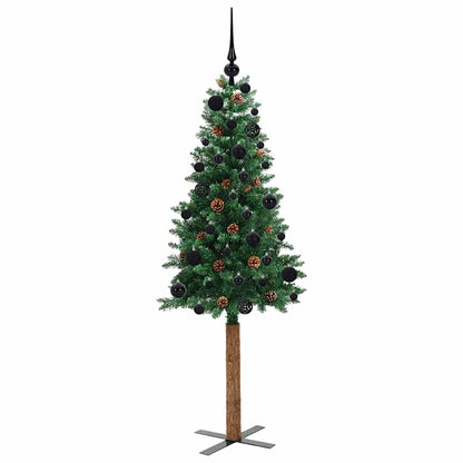 Slim Christmas Tree Green 150 cm PVC and Solid Pine wood