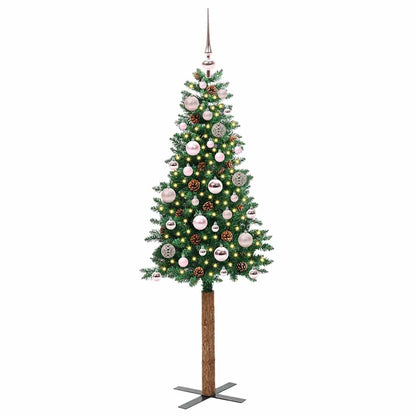 Slim Christmas Tree Green 150 cm PVC and Solid Pine wood