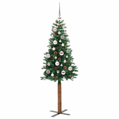 Slim Christmas Tree Green 150 cm PVC and Solid Pine wood