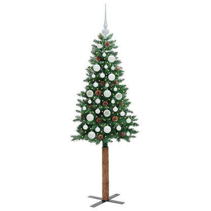 Slim Christmas Tree Green 150 cm PVC and Solid Pine wood