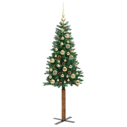 Slim Christmas Tree Green 150 cm PVC and Solid Pine wood