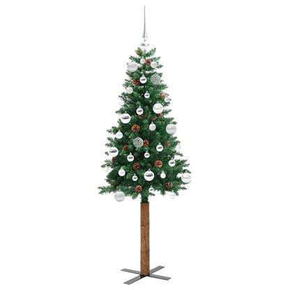 Slim Christmas Tree Green 150 cm PVC and Solid Pine wood
