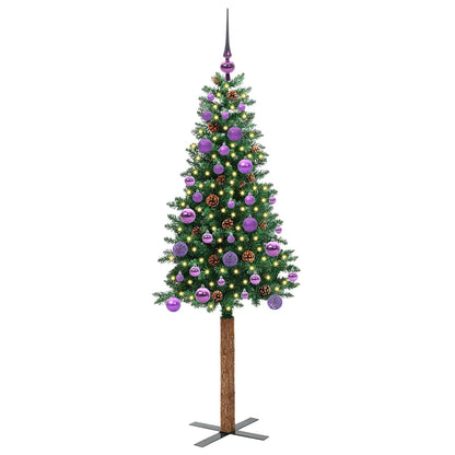 Slim Christmas Tree Green 150 cm PVC and Solid Pine wood