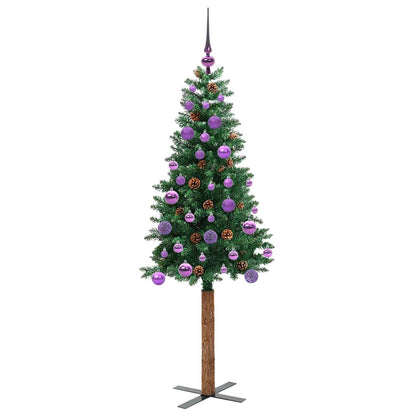Slim Christmas Tree Green 150 cm PVC and Solid Pine wood