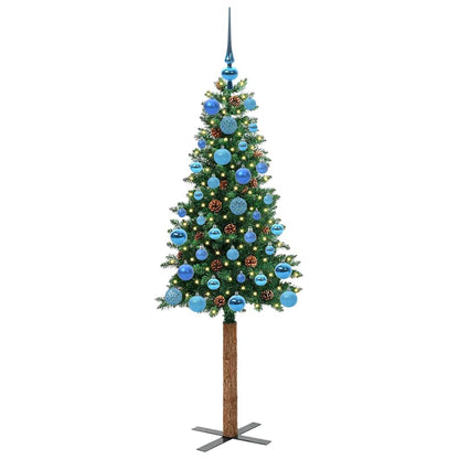 Slim Christmas Tree Green 150 cm PVC and Solid Pine wood