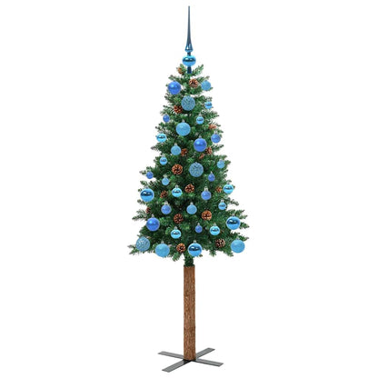 Slim Christmas Tree Green 150 cm PVC and Solid Pine wood