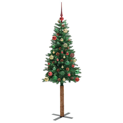 Slim Christmas Tree Green 150 cm PVC and Solid Pine wood