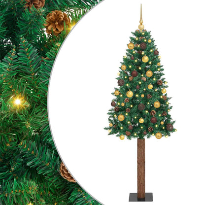 Slim Christmas Tree Green 180 cm PVC and Solid Pine wood