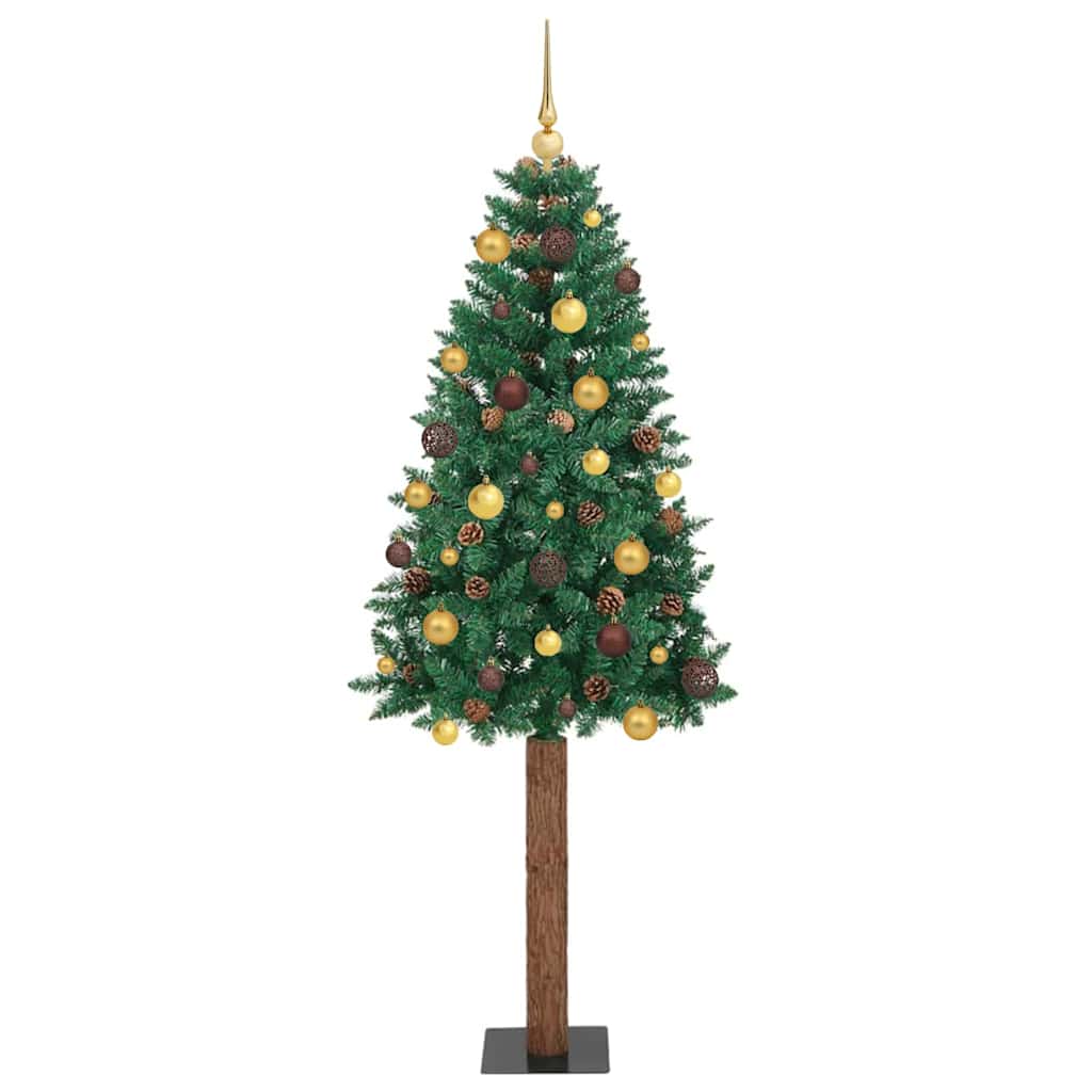 Slim Christmas Tree Green 180 cm PVC and Solid Pine wood