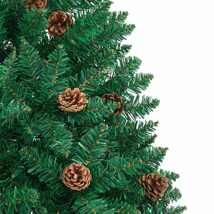 Slim Christmas Tree Green 180 cm PVC and Solid Pine wood