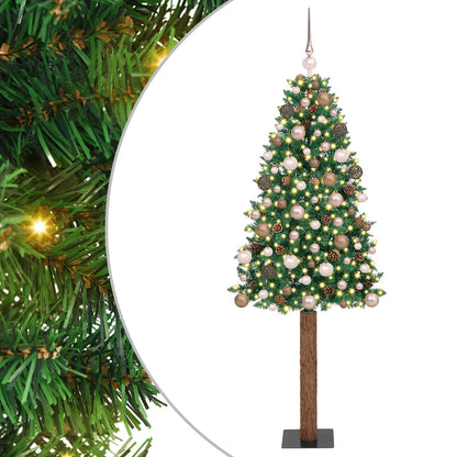 Slim Christmas Tree Green 180 cm PVC and Solid Pine wood