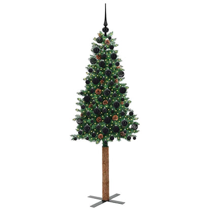 Slim Christmas Tree Green 180 cm PVC and Solid Pine wood