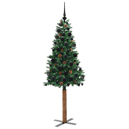 Slim Christmas Tree Green 180 cm PVC and Solid Pine wood