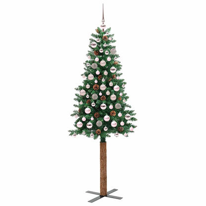 Slim Christmas Tree Green 180 cm PVC and Solid Pine wood
