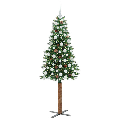 Slim Christmas Tree Green 180 cm PVC and Solid Pine wood