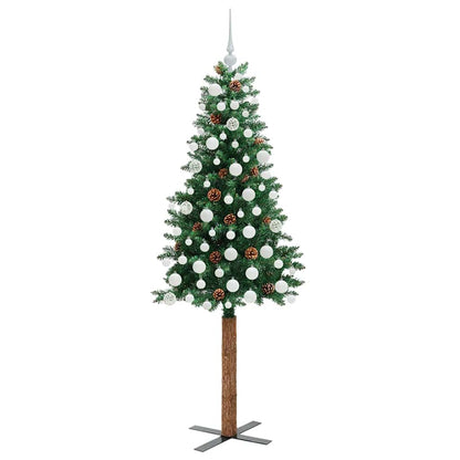 Slim Christmas Tree Green 180 cm PVC and Solid Pine wood
