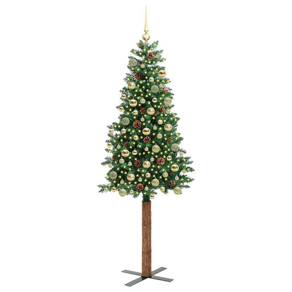 Slim Christmas Tree Green 180 cm PVC and Solid Pine wood