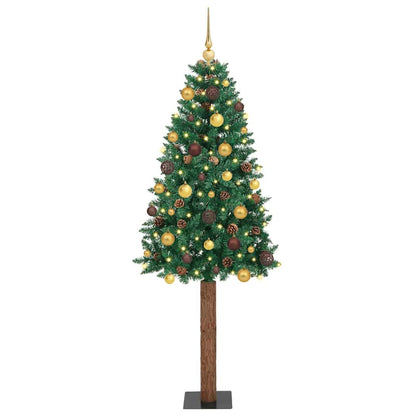 Slim Christmas Tree Green 210 cm PVC and Solid Pine wood
