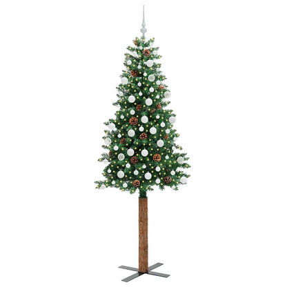Slim Christmas Tree Green 210 cm PVC and Solid Pine wood