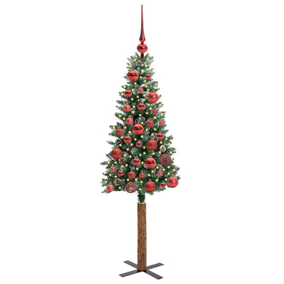 Slim Christmas Tree Green 150 cm PVC and Solid Pine wood