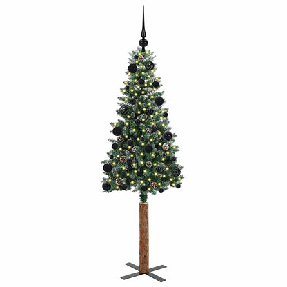 Slim Christmas Tree Green 150 cm PVC and Solid Pine wood