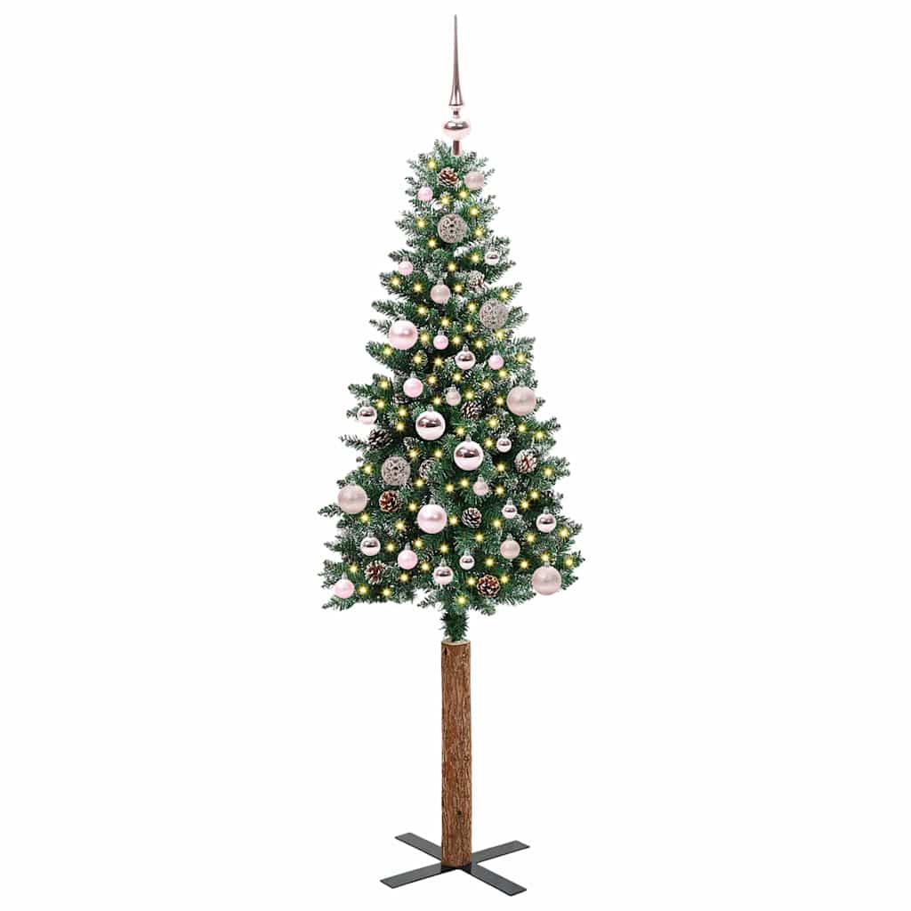 Slim Christmas Tree Green 150 cm PVC and Solid Pine wood