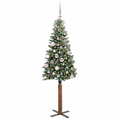 Slim Christmas Tree Green 150 cm PVC and Solid Pine wood