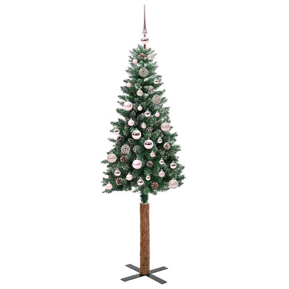 Slim Christmas Tree Green 150 cm PVC and Solid Pine wood