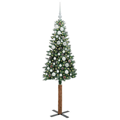 Slim Christmas Tree Green 150 cm PVC and Solid Pine wood
