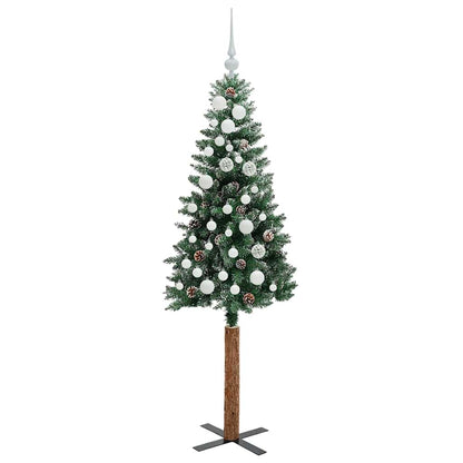 Slim Christmas Tree Green 150 cm PVC and Solid Pine wood