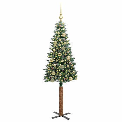 Slim Christmas Tree Green 150 cm PVC and Solid Pine wood