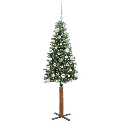 Slim Christmas Tree Green 150 cm PVC and Solid Pine wood