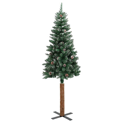 Slim Christmas Tree Green 150 cm PVC and Solid Pine wood