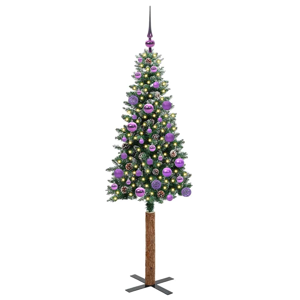 Slim Christmas Tree Green 150 cm PVC and Solid Pine wood