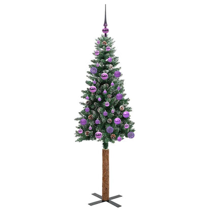 Slim Christmas Tree Green 150 cm PVC and Solid Pine wood