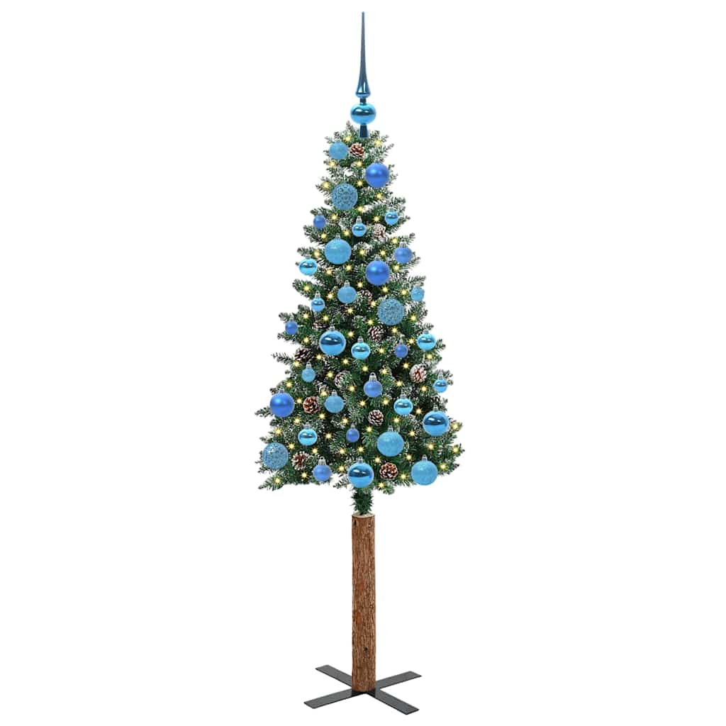 Slim Christmas Tree Green 150 cm PVC and Solid Pine wood