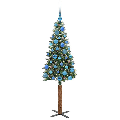 Slim Christmas Tree Green 150 cm PVC and Solid Pine wood