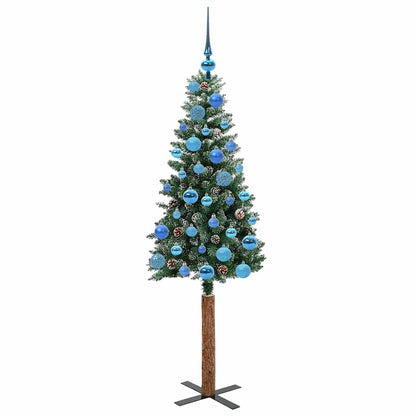 Slim Christmas Tree Green 150 cm PVC and Solid Pine wood
