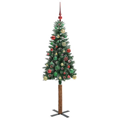 Slim Christmas Tree Green 150 cm PVC and Solid Pine wood
