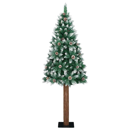 Slim Christmas Tree Green 180 cm PVC and Solid Pine wood