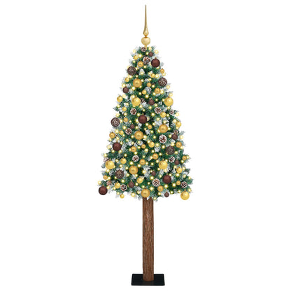 Slim Christmas Tree Green 180 cm PVC and Solid Pine wood