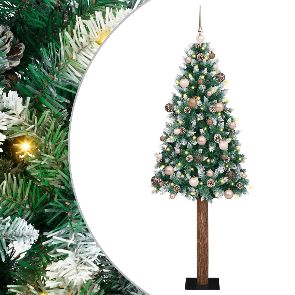 Slim Christmas Tree Green 180 cm PVC and Solid Pine wood
