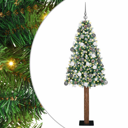 Slim Christmas Tree Green 180 cm PVC and Solid Pine wood