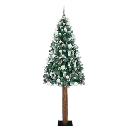 Slim Christmas Tree Green 180 cm PVC and Solid Pine wood