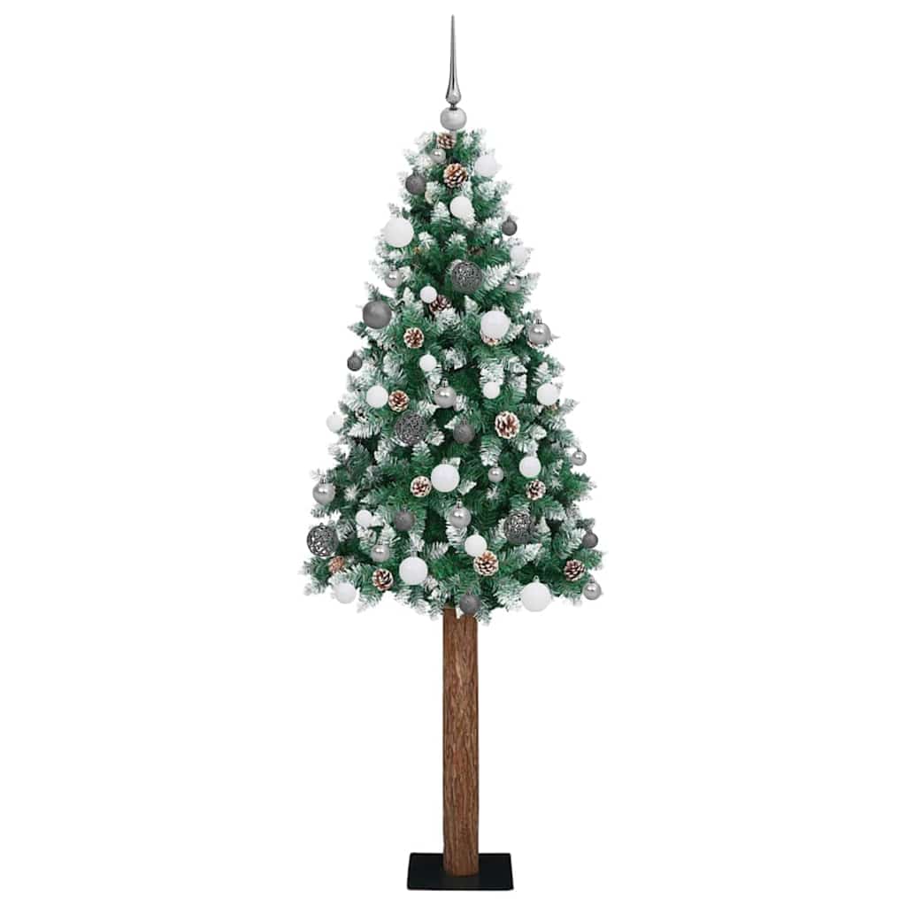 Slim Christmas Tree Green 180 cm PVC and Solid Pine wood
