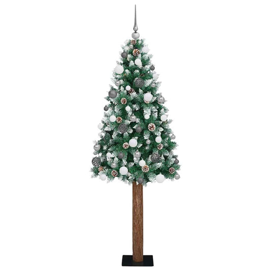 Slim Christmas Tree Green 180 cm PVC and Solid Pine wood
