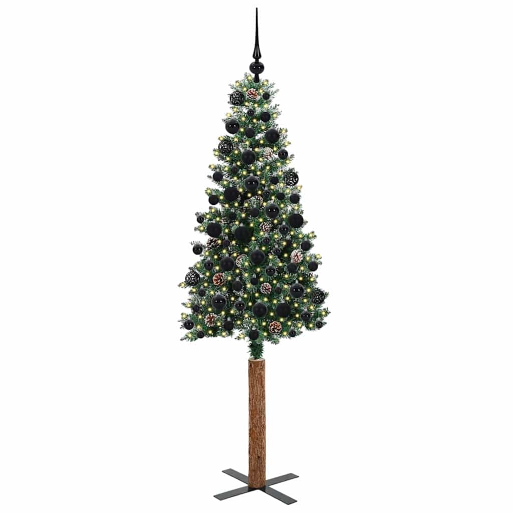 Slim Christmas Tree Green 180 cm PVC and Solid Pine wood