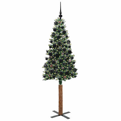 Slim Christmas Tree Green 180 cm PVC and Solid Pine wood